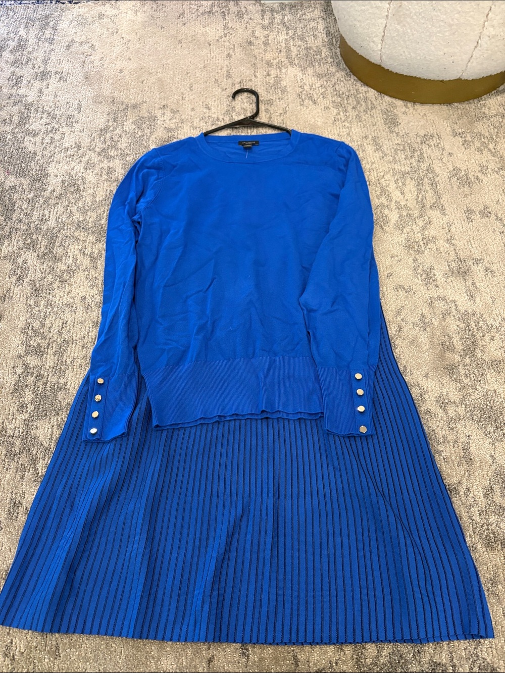 Ann Taylor Bright Blue Crewneck Sweater with Ribbed skirt